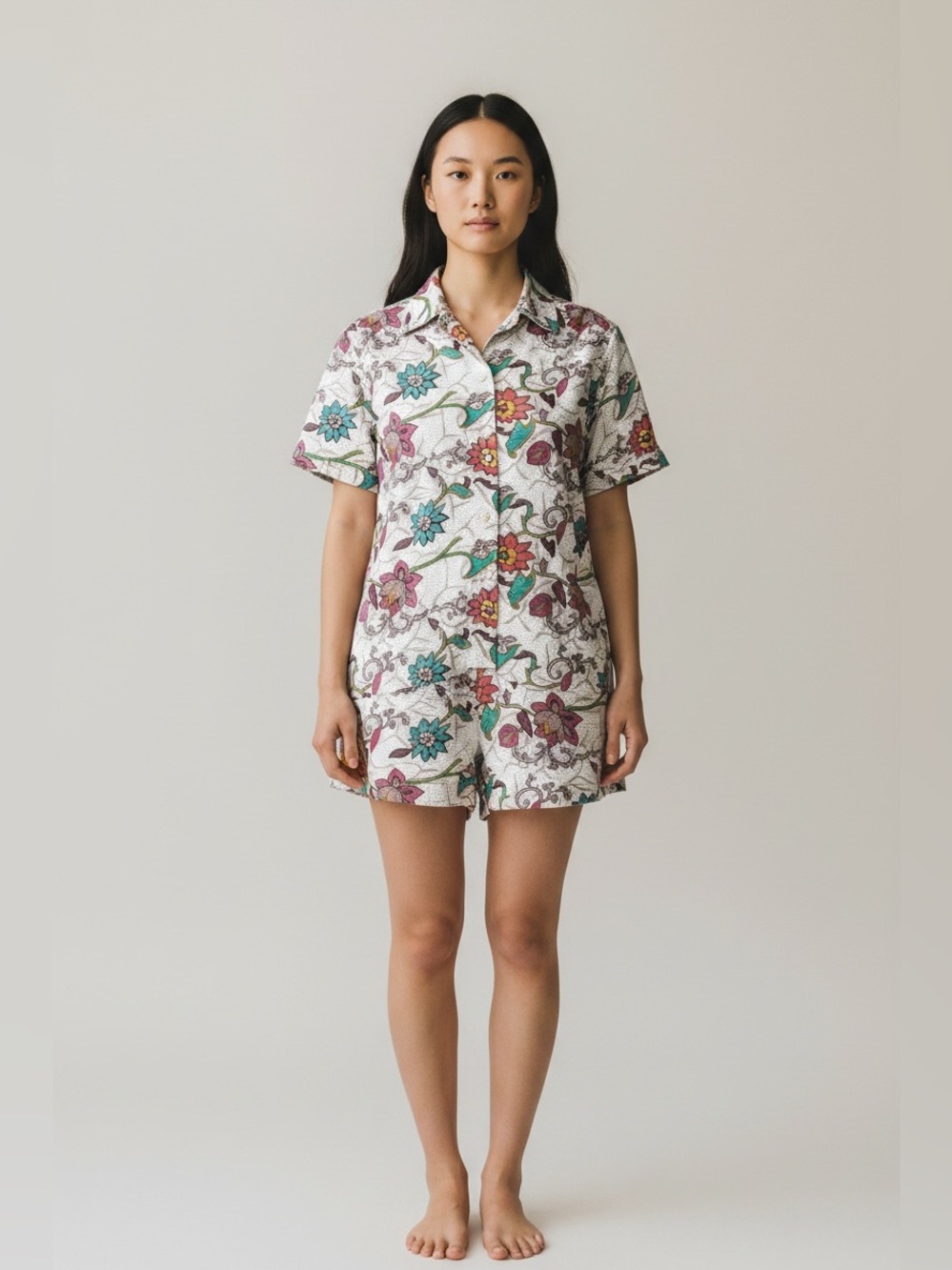 Vintage Oscar de la Renta Expressions 100% Silk Floral Lounge Set | Size Medium
